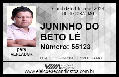 Candidato JUNINHO DO BETO LÉ 2024 - HELIODORA - Eleições