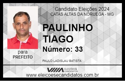 Candidato PAULINHO TIAGO 2024 - CATAS ALTAS DA NORUEGA - Eleições