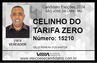 Candidato CELINHO DO TARIFA ZERO 2024 - SÃO JOSÉ DA LAPA - Eleições