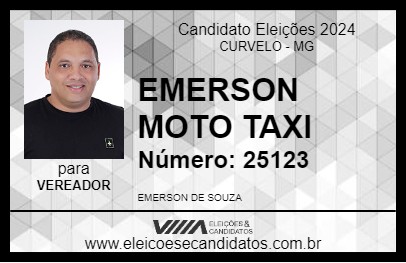 Candidato EMERSON MOTO TAXI 2024 - CURVELO - Eleições