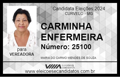 Candidato CARMINHA ENFERMEIRA 2024 - CURVELO - Eleições