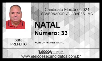 Candidato NATAL 2024 - GOVERNADOR VALADARES - Eleições