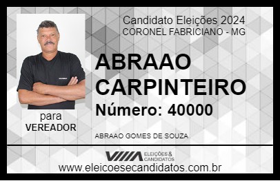 Candidato ABRAAO CARPINTEIRO 2024 - CORONEL FABRICIANO - Eleições