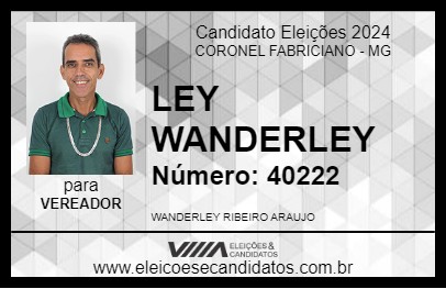 Candidato LEY WANDERLEY 2024 - CORONEL FABRICIANO - Eleições