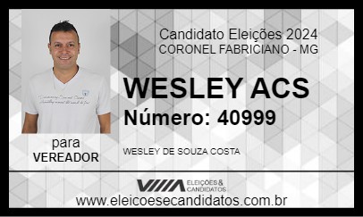 Candidato WESLEY ACS 2024 - CORONEL FABRICIANO - Eleições