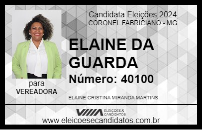 Candidato ELAINE DA GUARDA 2024 - CORONEL FABRICIANO - Eleições