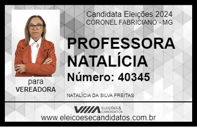 Candidato PROFESSORA NATALÍCIA 2024 - CORONEL FABRICIANO - Eleições