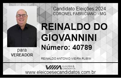 Candidato REINALDO DO GIOVANNINI 2024 - CORONEL FABRICIANO - Eleições