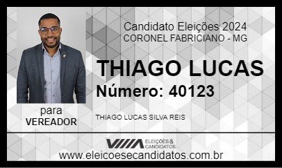 Candidato THIAGO LUCAS 2024 - CORONEL FABRICIANO - Eleições