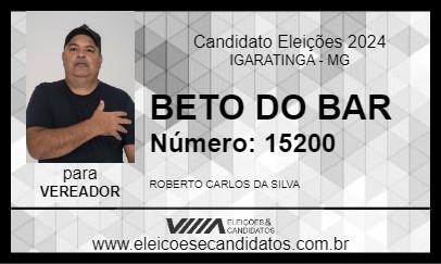 Candidato BETO DO BAR 2024 - IGARATINGA - Eleições