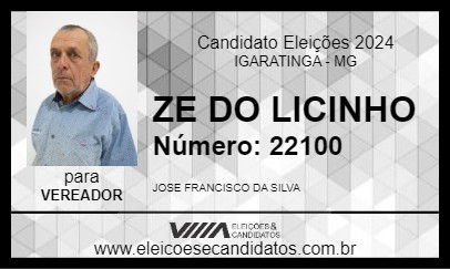 Candidato ZE DO LICINHO 2024 - IGARATINGA - Eleições