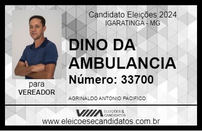 Candidato DINO DA AMBULANCIA 2024 - IGARATINGA - Eleições