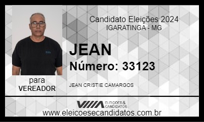 Candidato JEAN 2024 - IGARATINGA - Eleições