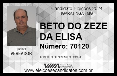 Candidato BETO DO ZEZE DA ELISA 2024 - IGARATINGA - Eleições