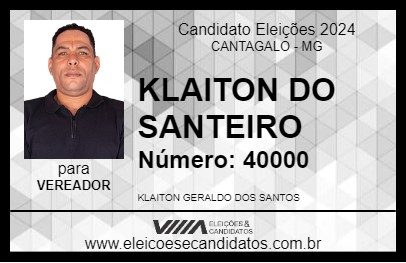 Candidato KLAITON DO SANTEIRO 2024 - CANTAGALO - Eleições