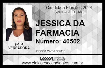 Candidato JESSICA DA FARMACIA 2024 - CANTAGALO - Eleições