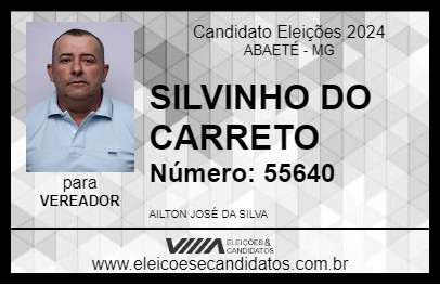 Candidato SILVINHO DO CARRETO 2024 - ABAETÉ - Eleições