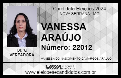 Candidato VANESSA ARAÚJO 2024 - NOVA SERRANA - Eleições