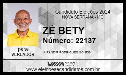 Candidato ZÉ BETY 2024 - NOVA SERRANA - Eleições