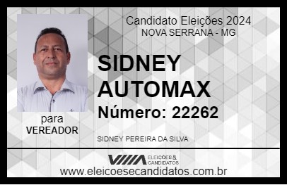 Candidato SIDNEY AUTOMAX 2024 - NOVA SERRANA - Eleições