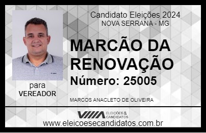 Candidato MARCÃO DA RENOVAÇÃO 2024 - NOVA SERRANA - Eleições