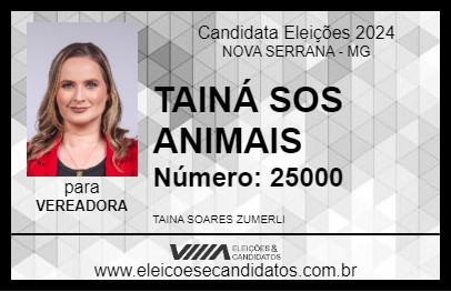 Candidato TAINÁ SOS ANIMAIS 2024 - NOVA SERRANA - Eleições