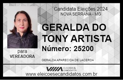 Candidato GERALDA DO TONY ARTISTA 2024 - NOVA SERRANA - Eleições