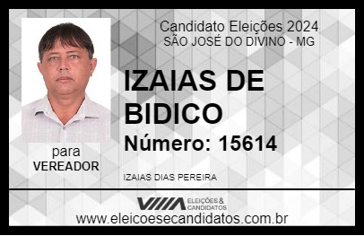 Candidato IZAIAS DE BIDICO 2024 - SÃO JOSÉ DO DIVINO - Eleições