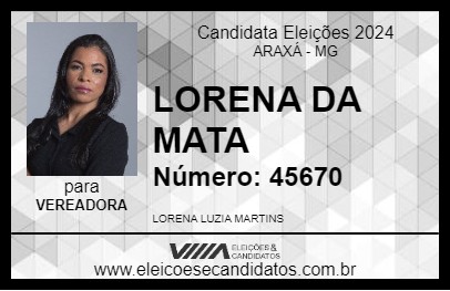 Candidato LORENA DA MATA 2024 - ARAXÁ - Eleições