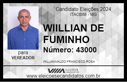 Candidato WIILLIAN DE FUMINHO 2024 - ITAOBIM - Eleições