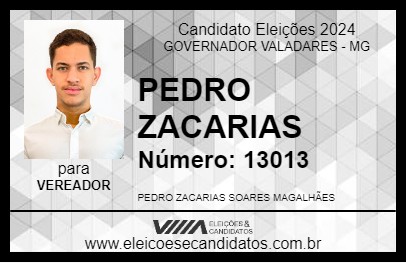 Candidato PEDRO ZACARIAS 2024 - GOVERNADOR VALADARES - Eleições