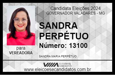 Candidato SANDRA PERPÉTUO 2024 - GOVERNADOR VALADARES - Eleições