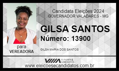 Candidato GILSA SANTOS 2024 - GOVERNADOR VALADARES - Eleições