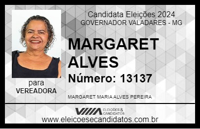 Candidato MARGARET ALVES 2024 - GOVERNADOR VALADARES - Eleições