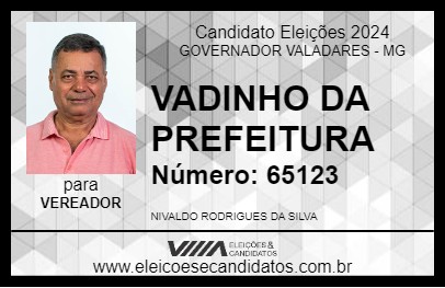 Candidato VADINHO DO POVÃO 2024 - GOVERNADOR VALADARES - Eleições