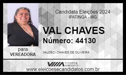 Candidato VAL CHAVES 2024 - IPATINGA - Eleições