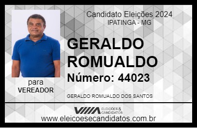 Candidato GERALDO ROMUALDO 2024 - IPATINGA - Eleições