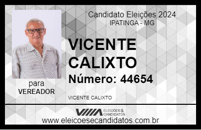 Candidato VICENTE CALIXTO 2024 - IPATINGA - Eleições