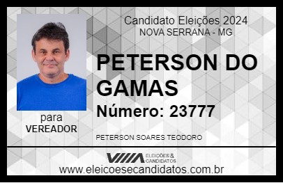 Candidato PETERSON DO GAMAS 2024 - NOVA SERRANA - Eleições