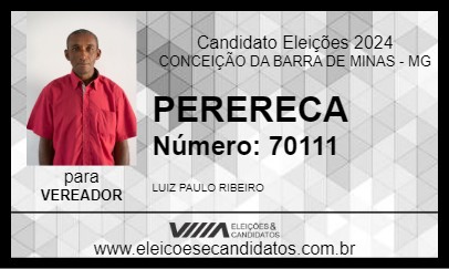 Candidato PERERECA 2024 - CONCEIÇÃO DA BARRA DE MINAS - Eleições