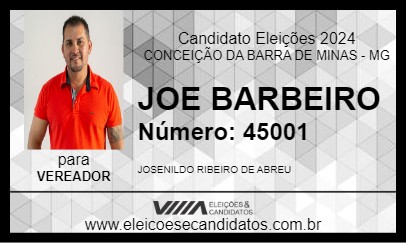 Candidato JOE BARBEIRO 2024 - CONCEIÇÃO DA BARRA DE MINAS - Eleições