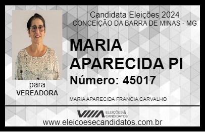 Candidato MARIA APARECIDA PI 2024 - CONCEIÇÃO DA BARRA DE MINAS - Eleições