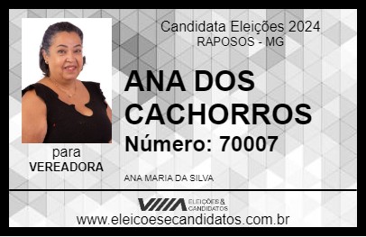 Candidato ANA DOS CACHORROS 2024 - RAPOSOS - Eleições