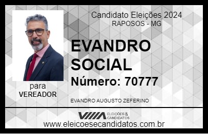 Candidato EVANDRO SOCIAL 2024 - RAPOSOS - Eleições