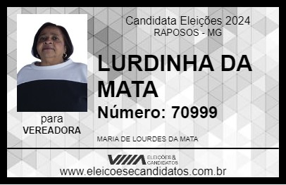 Candidato LURDINHA DA MATA 2024 - RAPOSOS - Eleições