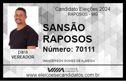 Candidato SANSÃO RAPOSOS 2024 - RAPOSOS - Eleições