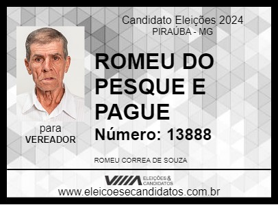 Candidato ROMEU DO PESQUE E PAGUE 2024 - PIRAÚBA - Eleições