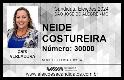 Candidato NEIDE COSTUREIRA 2024 - SÃO JOSÉ DO ALEGRE - Eleições