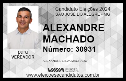 Candidato ALEXANDRE MACHADO 2024 - SÃO JOSÉ DO ALEGRE - Eleições