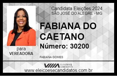 Candidato FABIANA DO CAETANO 2024 - SÃO JOSÉ DO ALEGRE - Eleições